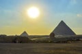 The Great pyramid of Giza in Egypt Cairo with Sphinx and camel Royalty Free Stock Photo