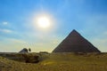 The Great pyramid of Giza in Egypt Cairo with Sphinx and camel Royalty Free Stock Photo