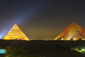 Great Pyramid of Giza illuminated at night, UNESCO World Heritage site, Cairo, Egypt. Royalty Free Stock Photo