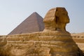 The Great pyramid and The Great Sphinx Royalty Free Stock Photo