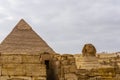 The great pyramid of Khafre and Sphinx in Giza plateau. Cairo, Egypt Royalty Free Stock Photo