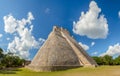 The great pyramid of magician in Uxmal archeological site, tourist destination, indian Aztec Mayan Zapotec