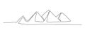 Great pyramids of Egypt. Continuous line drawing. Vector illustration