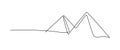 Great pyramids of Egypt. Continuous line drawing. Vector illustration