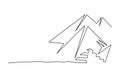 Great pyramids of Egypt. Continuous line drawing. Vector illustration