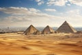 The Great Pyramids of Giza in Cairo, Egypt, Africa, Egypt. Cairo - Giza. General view of pyramids and cityscape from the Giza