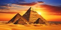 Great Pyramids of Giza Egypt at sunset Royalty Free Stock Photo