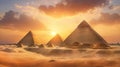 Great Pyramids of Giza, Egypt, at sunset Royalty Free Stock Photo