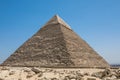 The Great Pyramids of Giza near the ruins of a temple in Giza, Egypt Royalty Free Stock Photo