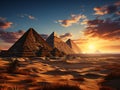 The great pyramids of Giza stand tall at sunset Royalty Free Stock Photo