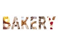 Bakery cakes food collage style educational poster