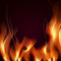 Great realistic vector fire flames smoke sparks on red backgroun Royalty Free Stock Photo