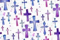 Christian Cross Watercolor Seamless Repeating Pattern