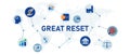 great reset icon set governance new order era phase after great recession development design
