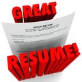 Great Resume 3D Red Words Successful Application