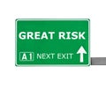 GREAT RISK road sign isolated on white Royalty Free Stock Photo