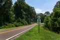 A Great River Road Sign along the US Route 61 near the city of Vicksburg, in the State of Mississippi; Royalty Free Stock Photo