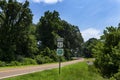 A Great River Road Sign along the US Route 61 near the city of Viksburg, in the State of Mississippi;
