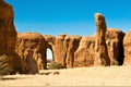 Great rocky Sahara landscape into the Ennedi _ impression of a Sahara expedition Royalty Free Stock Photo