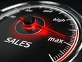 Great Sales - sales speedometer with needle points to the maximum