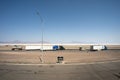 Great salt lake desert landscape and rest area at Bonneville Salt Flats summer Utah