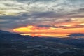 Great Salt Lake Sunset Aerial view from airplane in Wasatch Rocky Mountain Range, sweeping cloudscape and landscape Utah Royalty Free Stock Photo