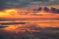 Great Salt Lake Sunset Aerial view from airplane in Wasatch Rocky Mountain Range, sweeping cloudscape and landscape Utah Royalty Free Stock Photo