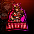 The great samurai female esport logo mascot design.