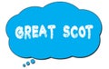 GREAT  SCOT text written on a blue thought bubble Royalty Free Stock Photo