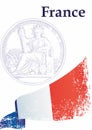 Great Seal of France, Flag of France, French Republic. Bright, colorful vector illustration. Royalty Free Stock Photo