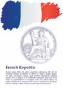 Great Seal of France, Flag of France, French Republic. Bright, colorful vector illustration. Royalty Free Stock Photo