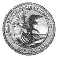 Great Seal of the State of Illinois USA vintage engraving