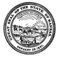 The Great Seal of the State of Kansas, 1861, vintage illustration