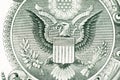 Great Seal of the United States on the backside of the one dollar banknote. 1 US dollar bill macro