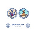 Great Seal of the United States line icon. Stylized linear icon, Obverse and reverse side of the Great Seal. Seal of the Royalty Free Stock Photo