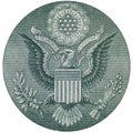 Great Seal of United States from reverse of one dollar bill. Royalty Free Stock Photo