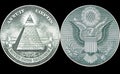 Great Seal of United States from reverse of one dollar bill. Royalty Free Stock Photo