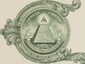 Great seal - US one dollar bill closeup macro Royalty Free Stock Photo