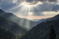 Great Smoky Mountains Gatlinburg TN Sun Rays sunset Royalty Free Stock Photo