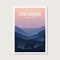 Great Smoky Mountains National Park modern poster vector illustration design, bear on beautiful landscape mountain poster Royalty Free Stock Photo