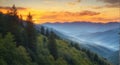 Great Smoky Mountains National Park Scenic Sunrise Landscape Royalty Free Stock Photo