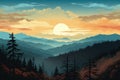 Great Smoky Mountains in North Carolina Illustration