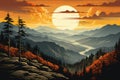 Great Smoky Mountains in North Carolina Illustration