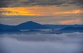 Great Smoky Mountains Sunrise over with layered mountains. Royalty Free Stock Photo