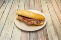 Great Spanish style sandwich, pepito, of veal with a good steak cooked to the point and served between breads with its juice