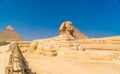 Great Sphinx of Giza on the background of the Pyramids, Cairo, Egypt Royalty Free Stock Photo