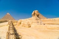 Great Sphinx of Giza on the background of the Pyramids, Cairo, Egypt Royalty Free Stock Photo