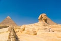 Great Sphinx of Giza on the background of the Pyramids, Cairo, Egypt Royalty Free Stock Photo