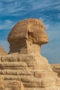 Great Sphinx of Giza in front of the Great Pyramid of Giza Royalty Free Stock Photo