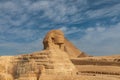 Great Sphinx of Giza in front of the Great Pyramid of Giza Royalty Free Stock Photo